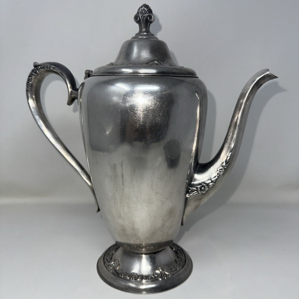 Rogers & Bro Primrose Silverplate Coffee Tea Pot 2301 Vintage Floral Ornate 10"
